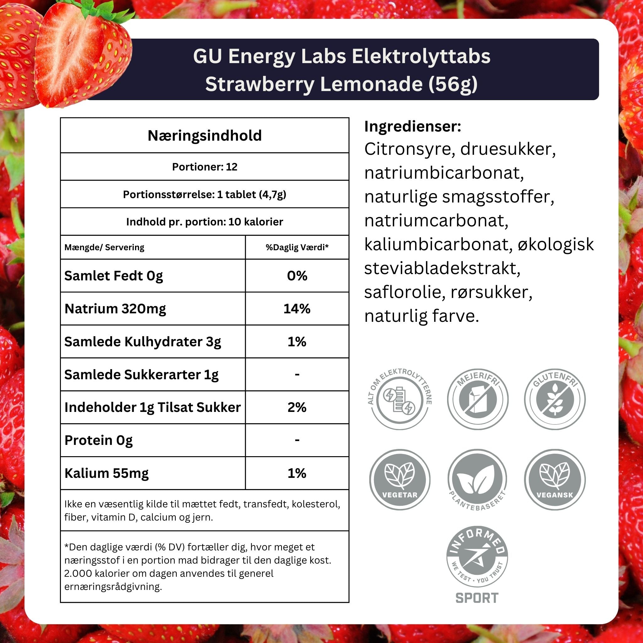 GU Energy Electrolyte tabs Strawberry Lemonade (8 x 12 tabs)