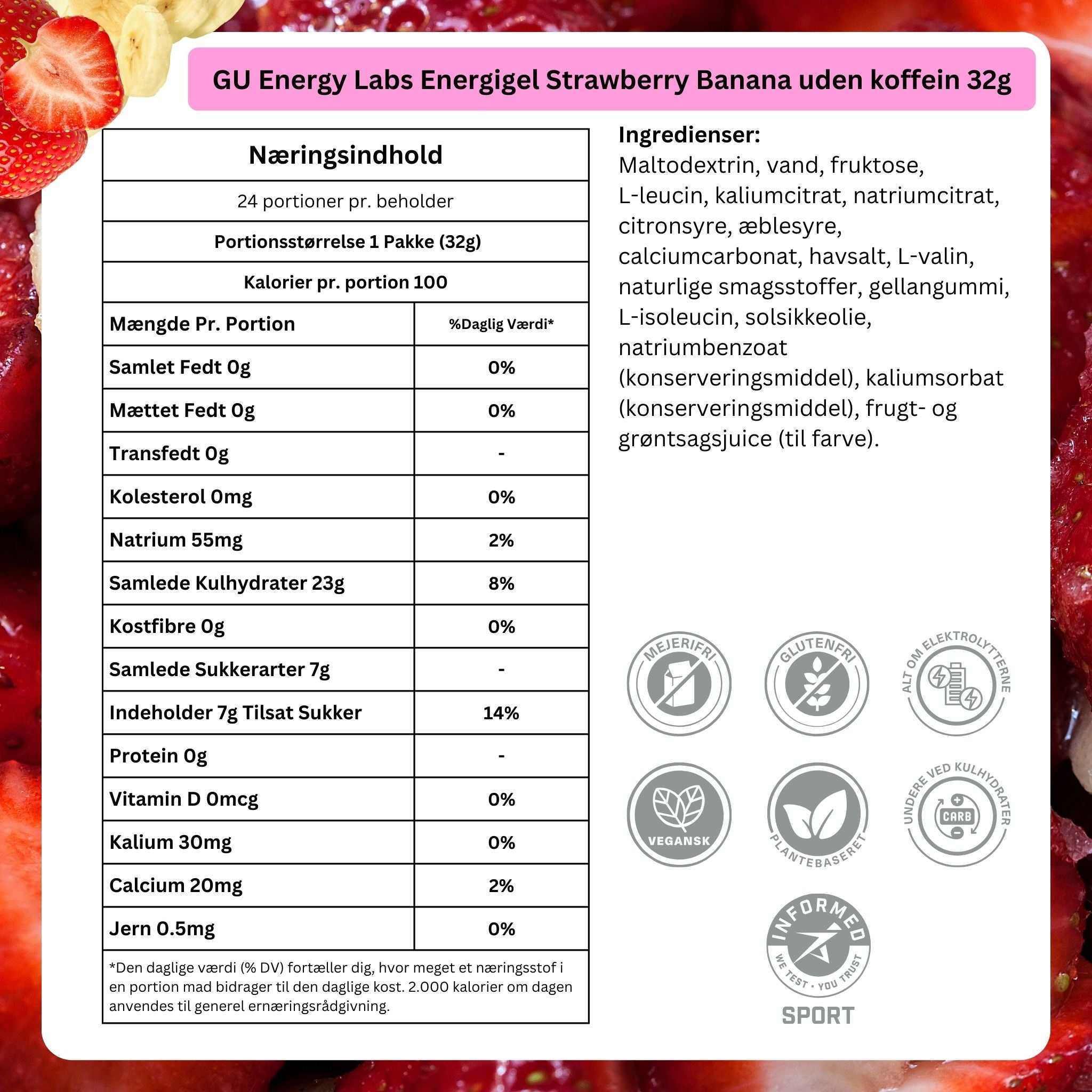 GU Energy Energigel Jordgubbsbanan (24 x 32 g)
