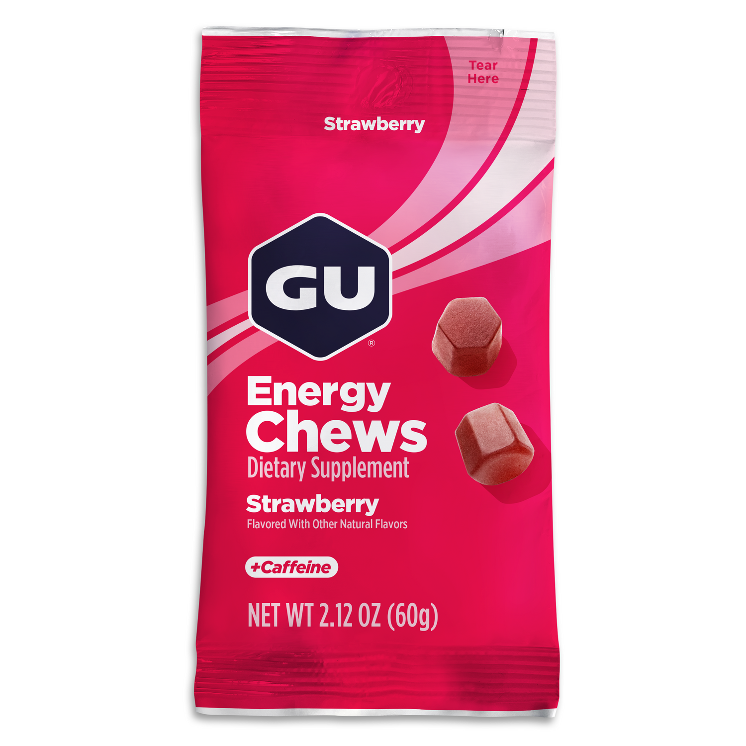 GU Energy Chews Jordgubb med koffein (12 x 60 g)