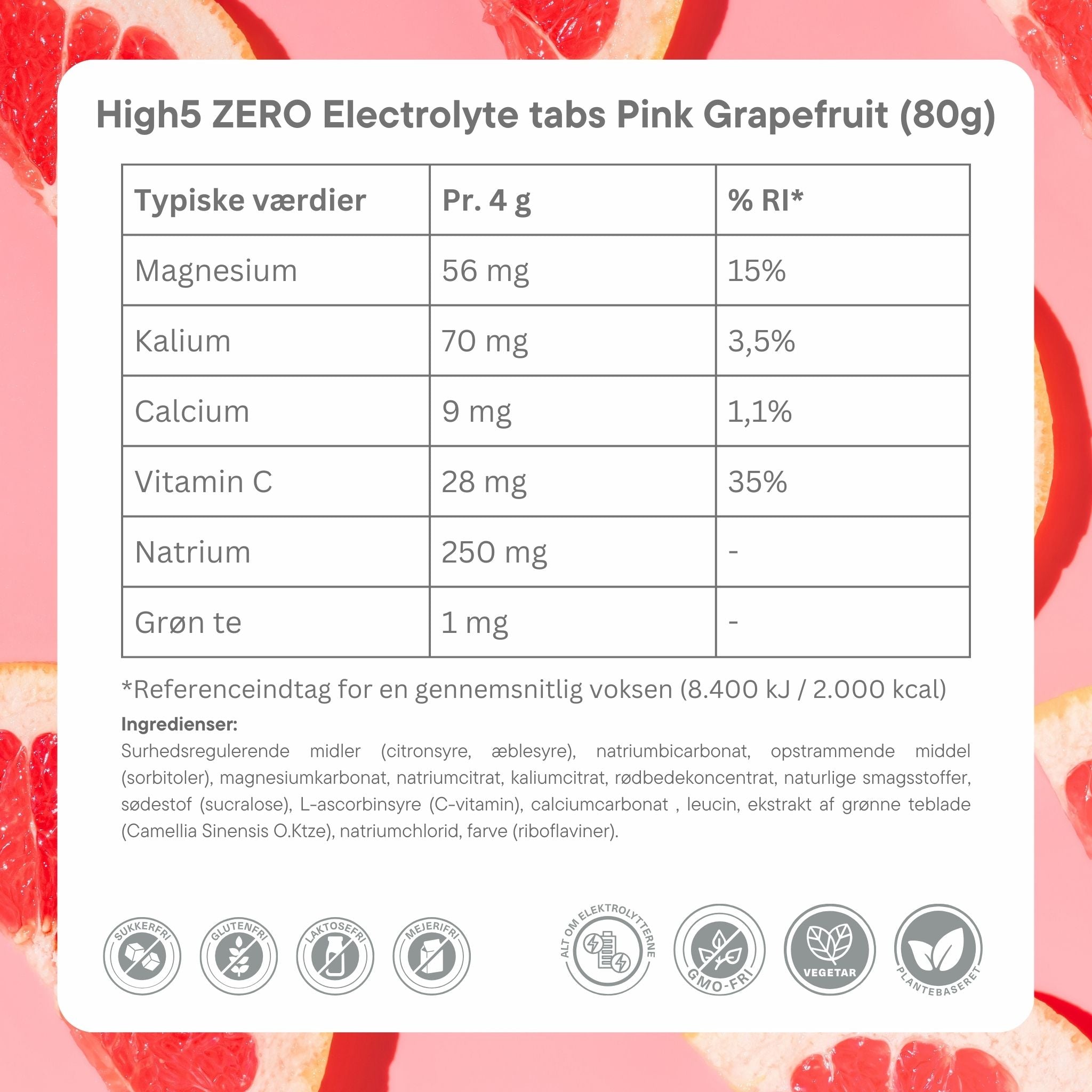 High5 Electrolyte tabs ZERO Pink Grapefruit (8x20 tabs)