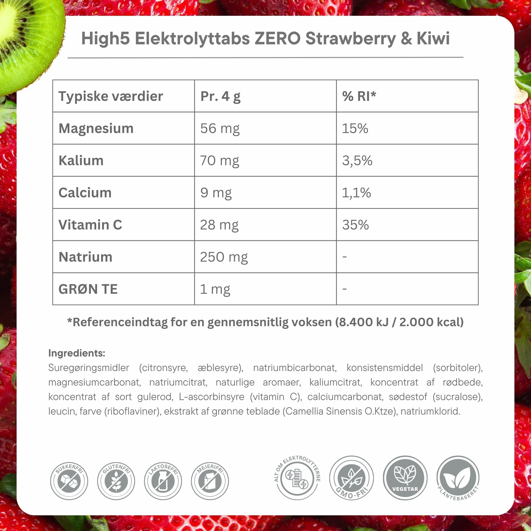 High5 Electrolyte tabs ZERO Strawberry & Kiwi (8x20 tabs)