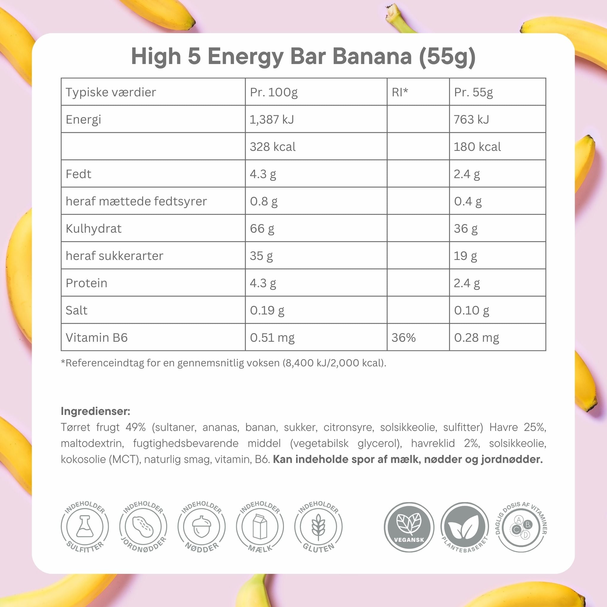 High5 Energy Bar Banana (12 x 55 g)