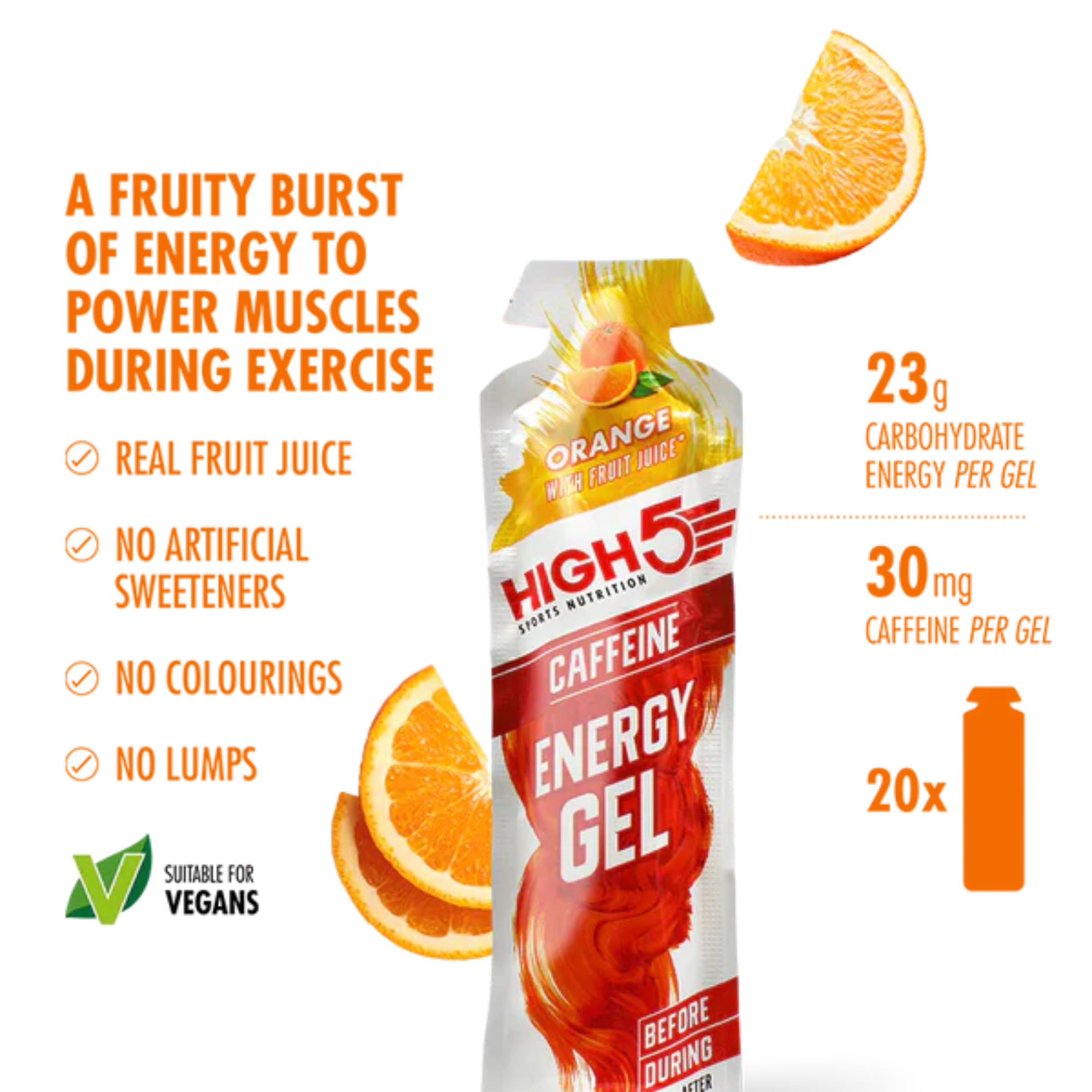 High5 Energy gel Koffein Orange (20x40g)