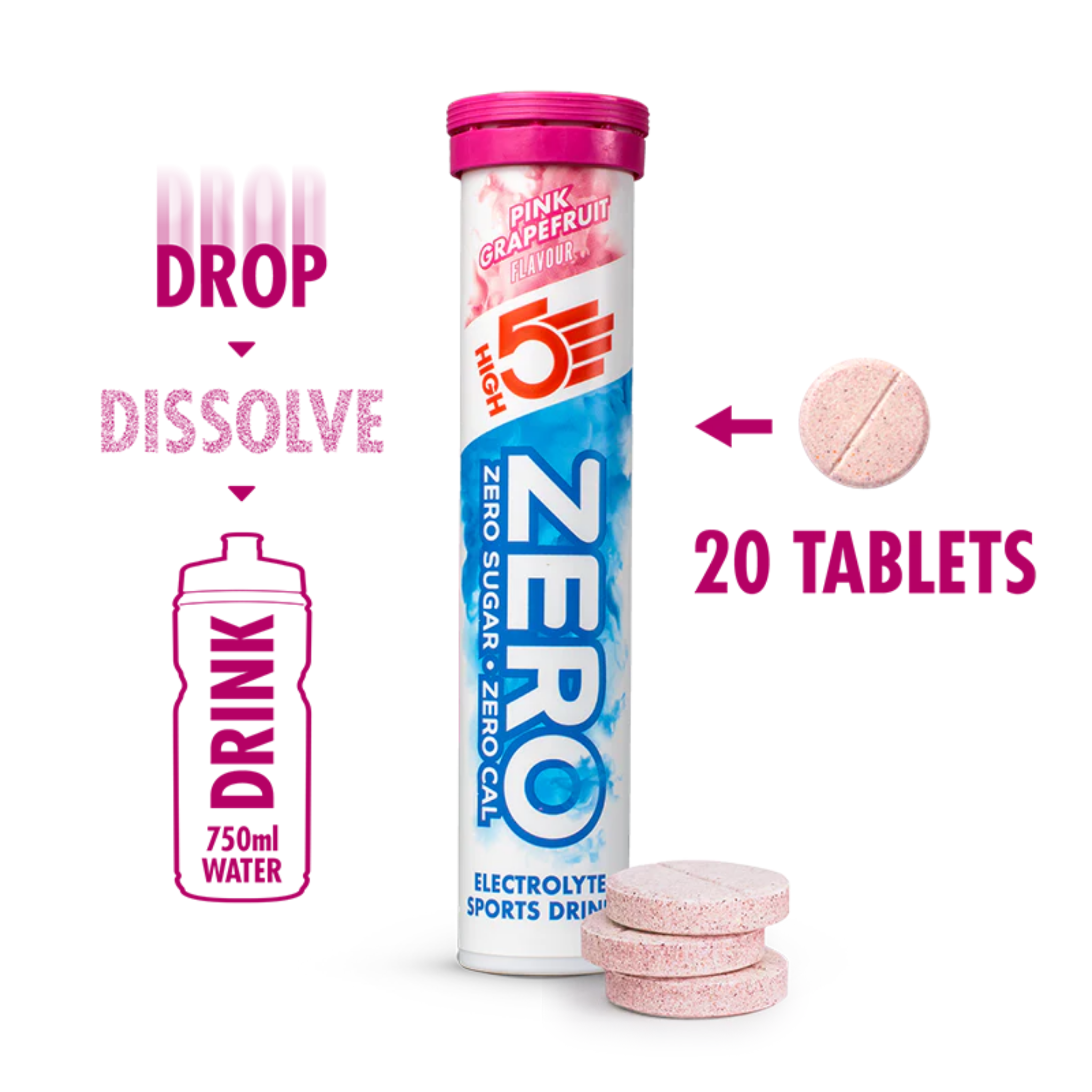 High5 Electrolyte tabs ZERO Pink Grapefruit (8x20 tabs)