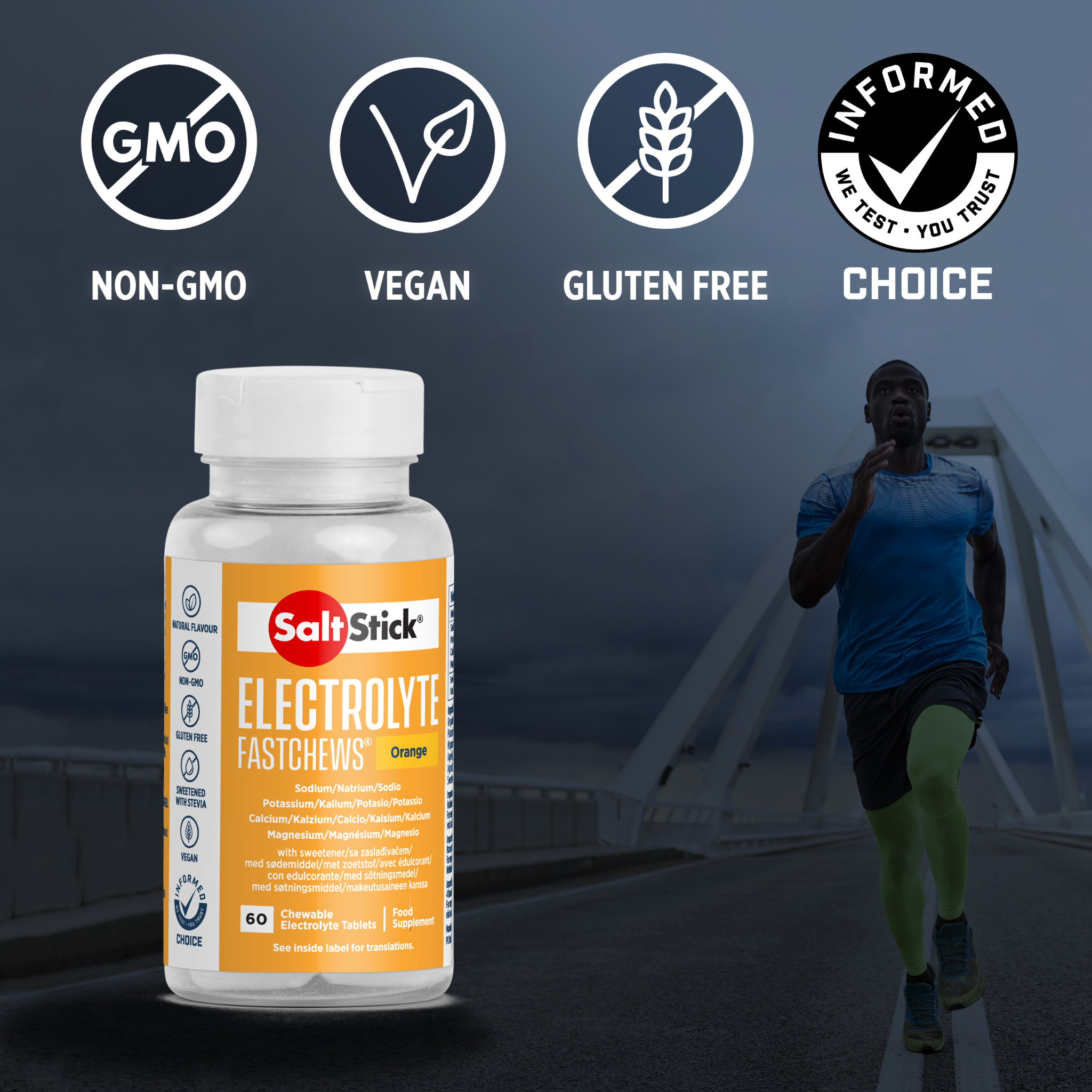 SaltStick Electrolyte Fastchews Orange (60 tuggar)