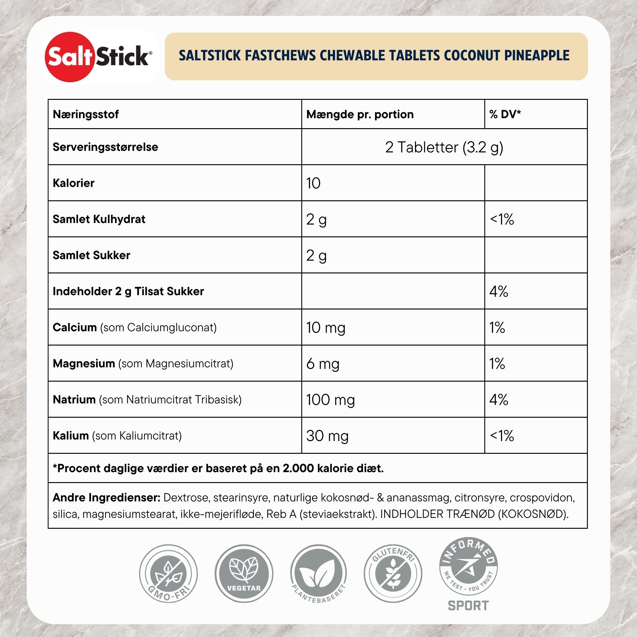 SaltStick Fastchews Coconut Ananas (60 tuggar)