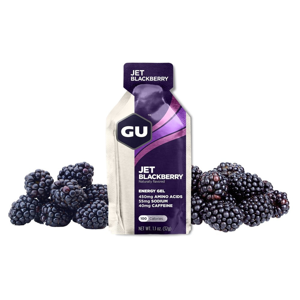 GU Energy Energigel Jet Blackberry med koffein (24 x 32g)