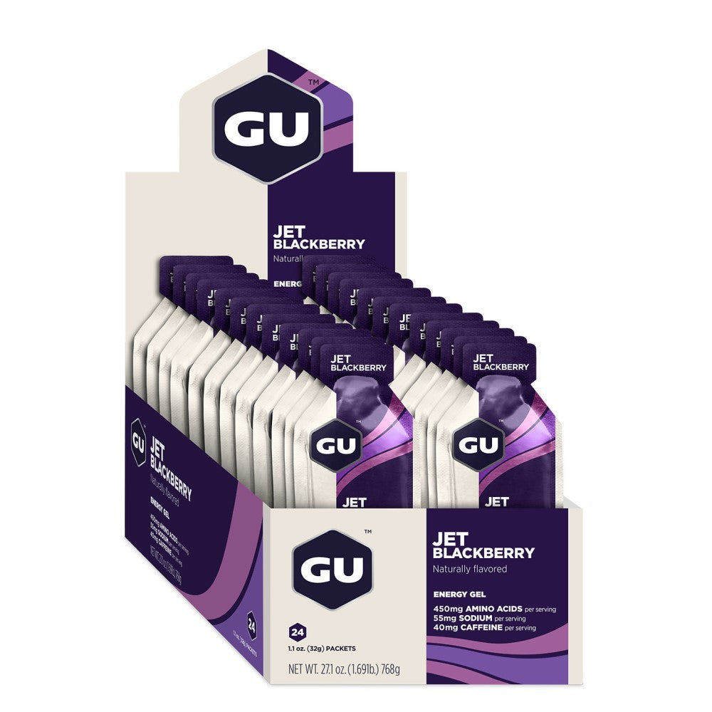 GU Energy Energigel Jet Blackberry med koffein (24 x 32g)