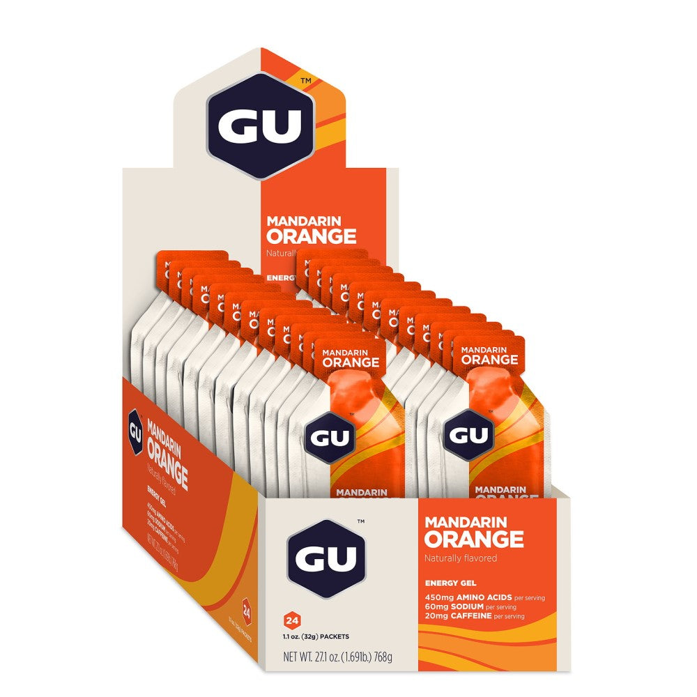 GU Energy Energigel Mandarin Orange med koffein (24 x 32 g)
