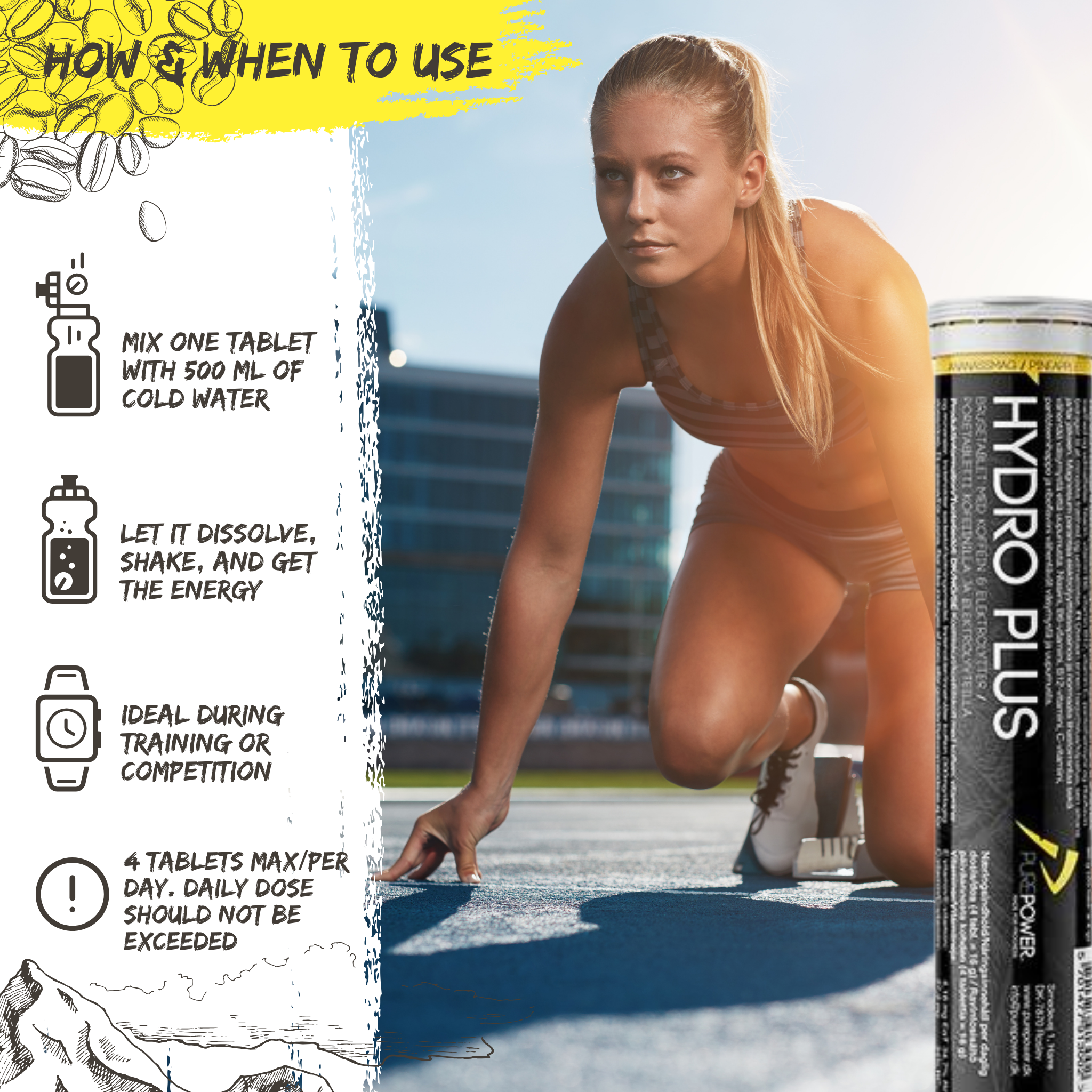 PurePower Electrolyte Tabs Ananas med koffein (20 tabs)