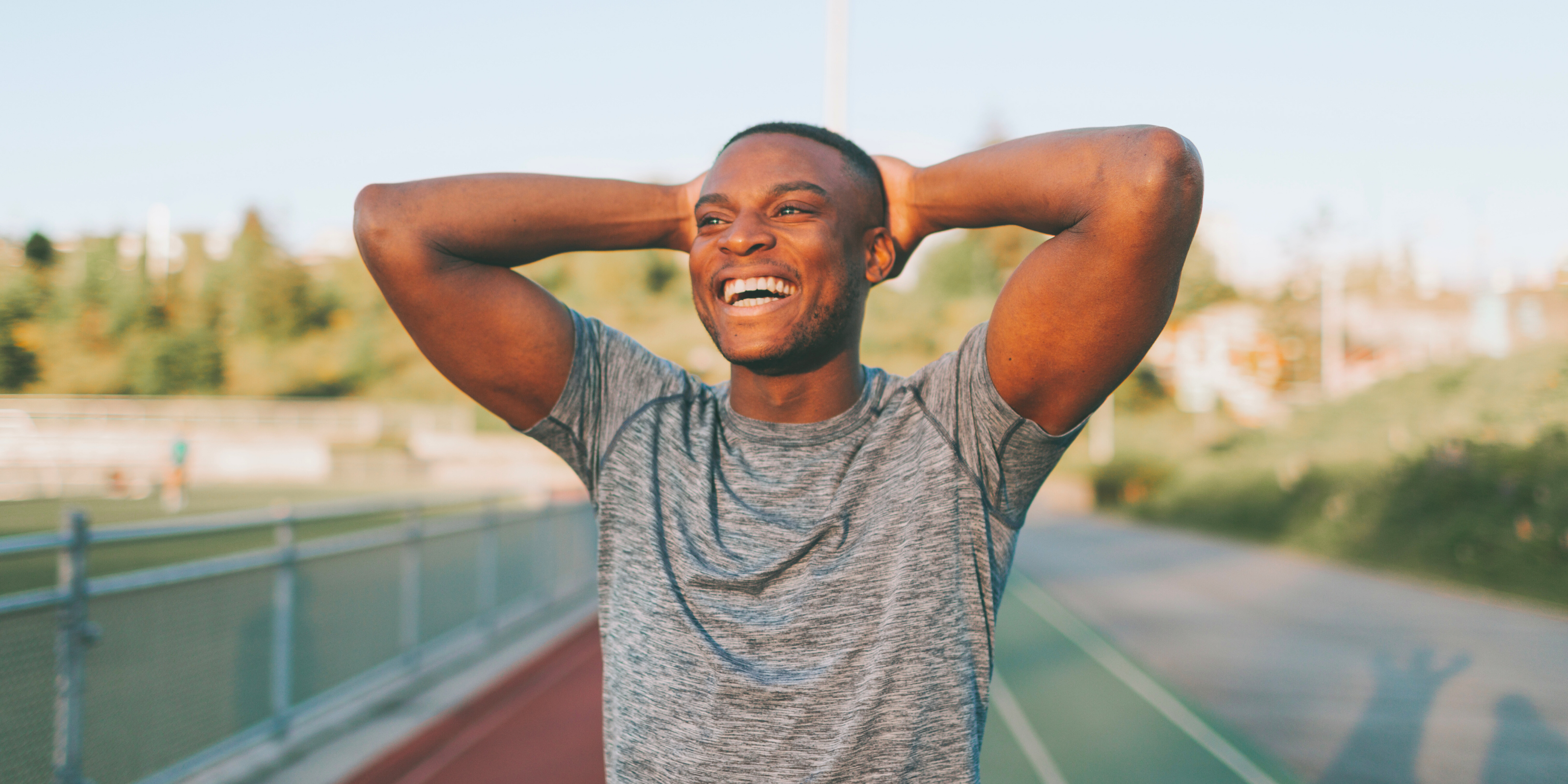 African Man Running Energy Drink Gel Protein Bar