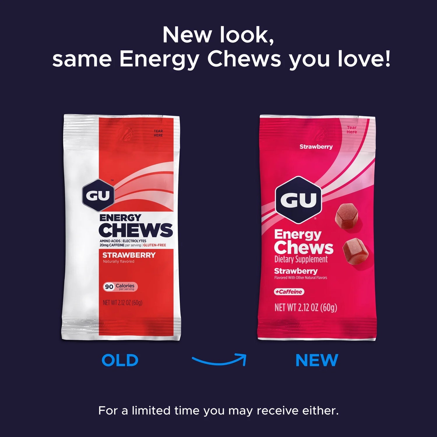 GU Energy Chews Jordgubb med koffein (12 x 60 g)