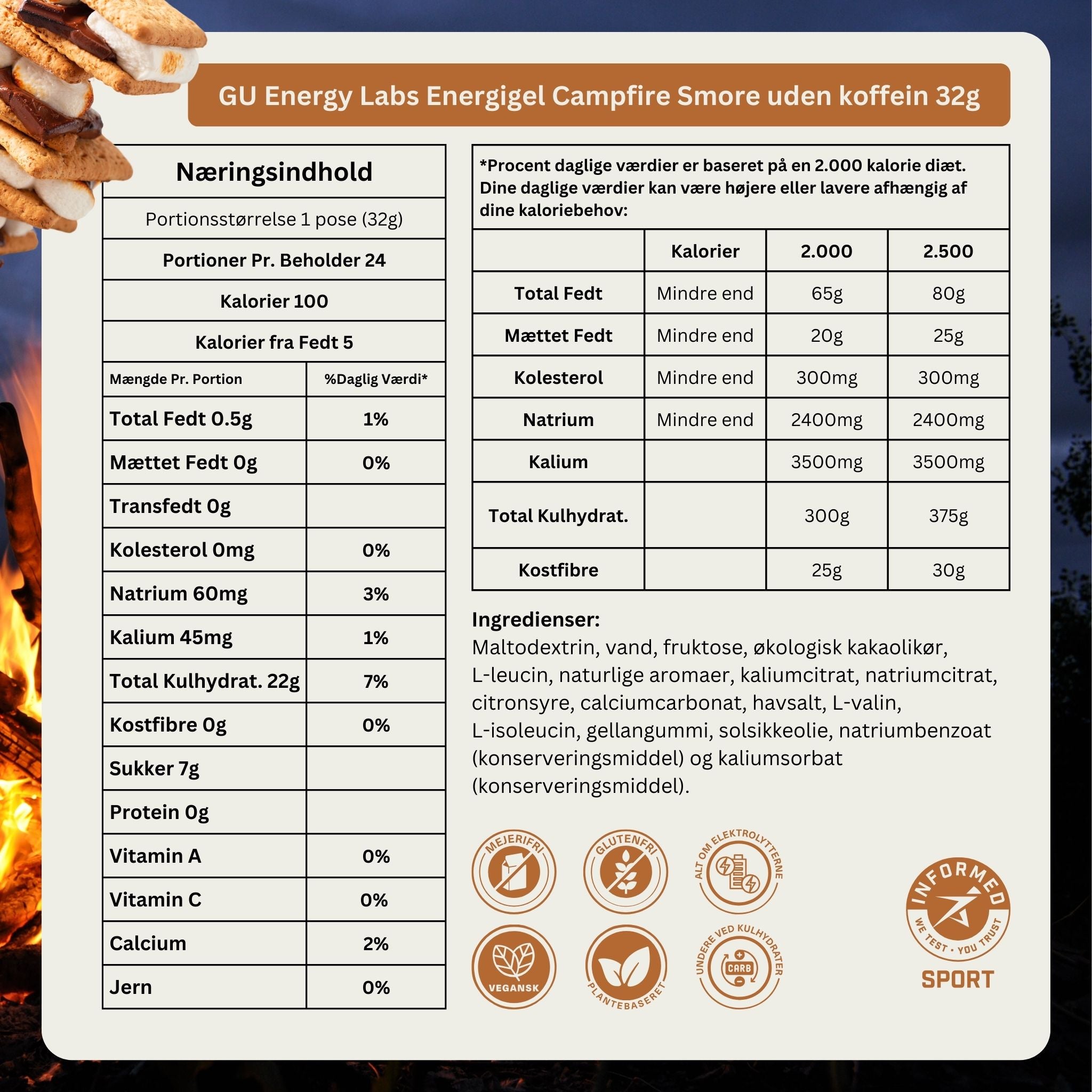GU Energy Energigel Campfire S'mores (24 x 32 g)