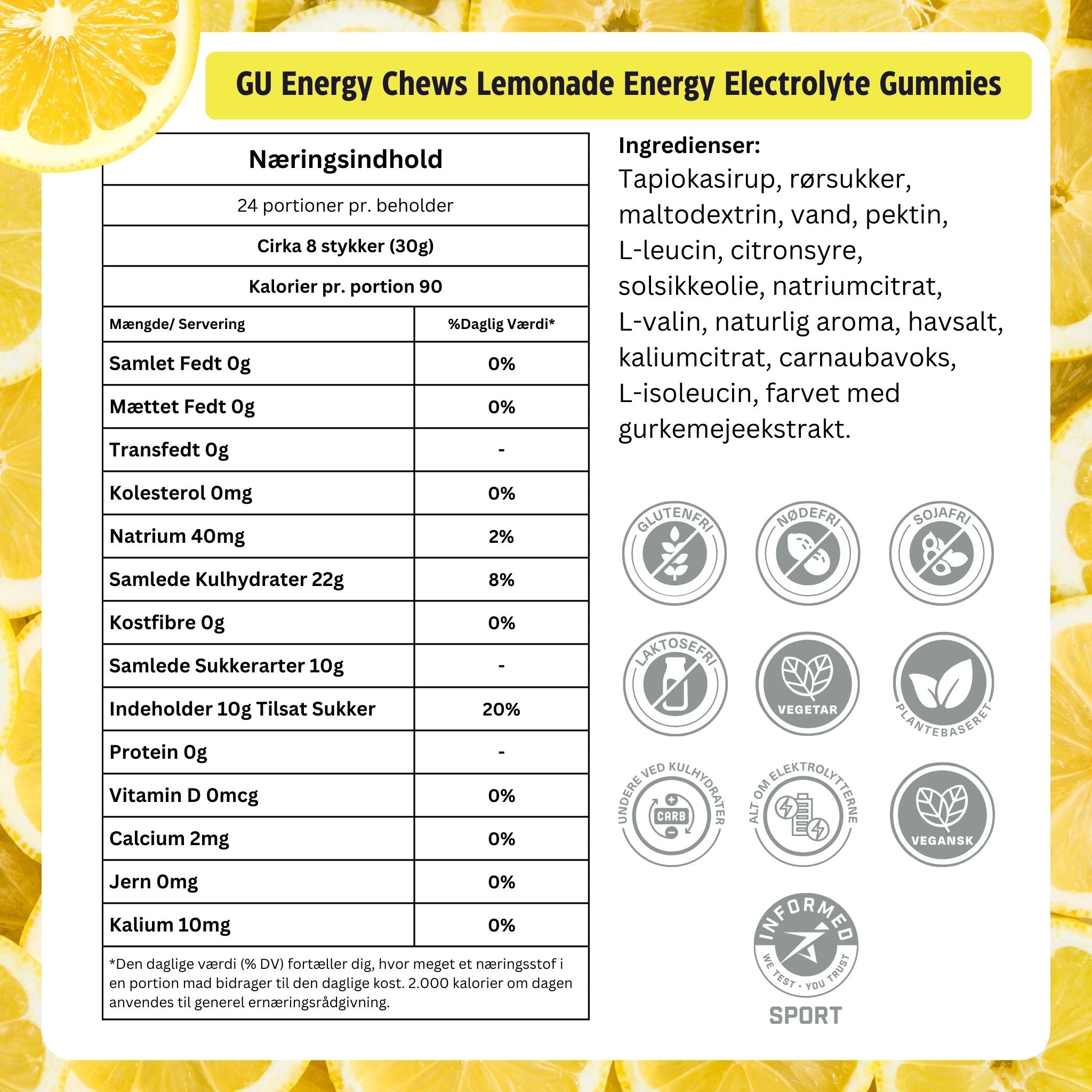 GU Energy Chews Lemonade (12 x 60 g)