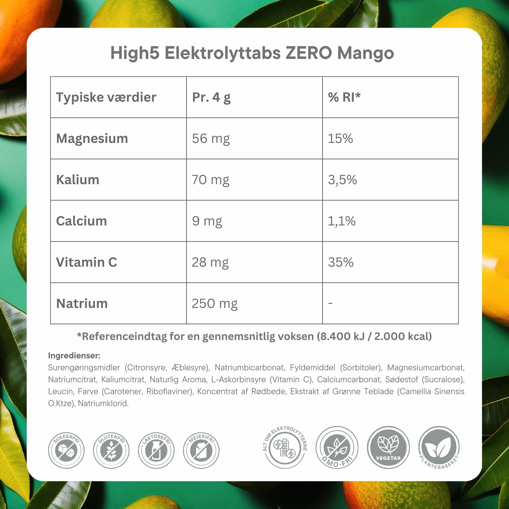 High5 Elektrolytflikar ZERO Mango (8x20 tabs)