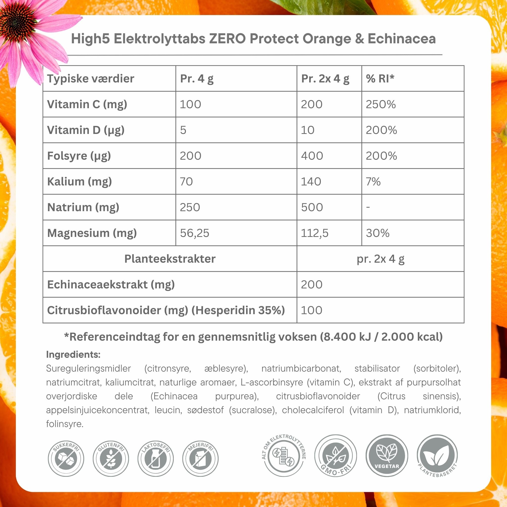 High5 Electrolyte tabs ZERO Protect Orange &amp; Echinacea (8x20 tabs)