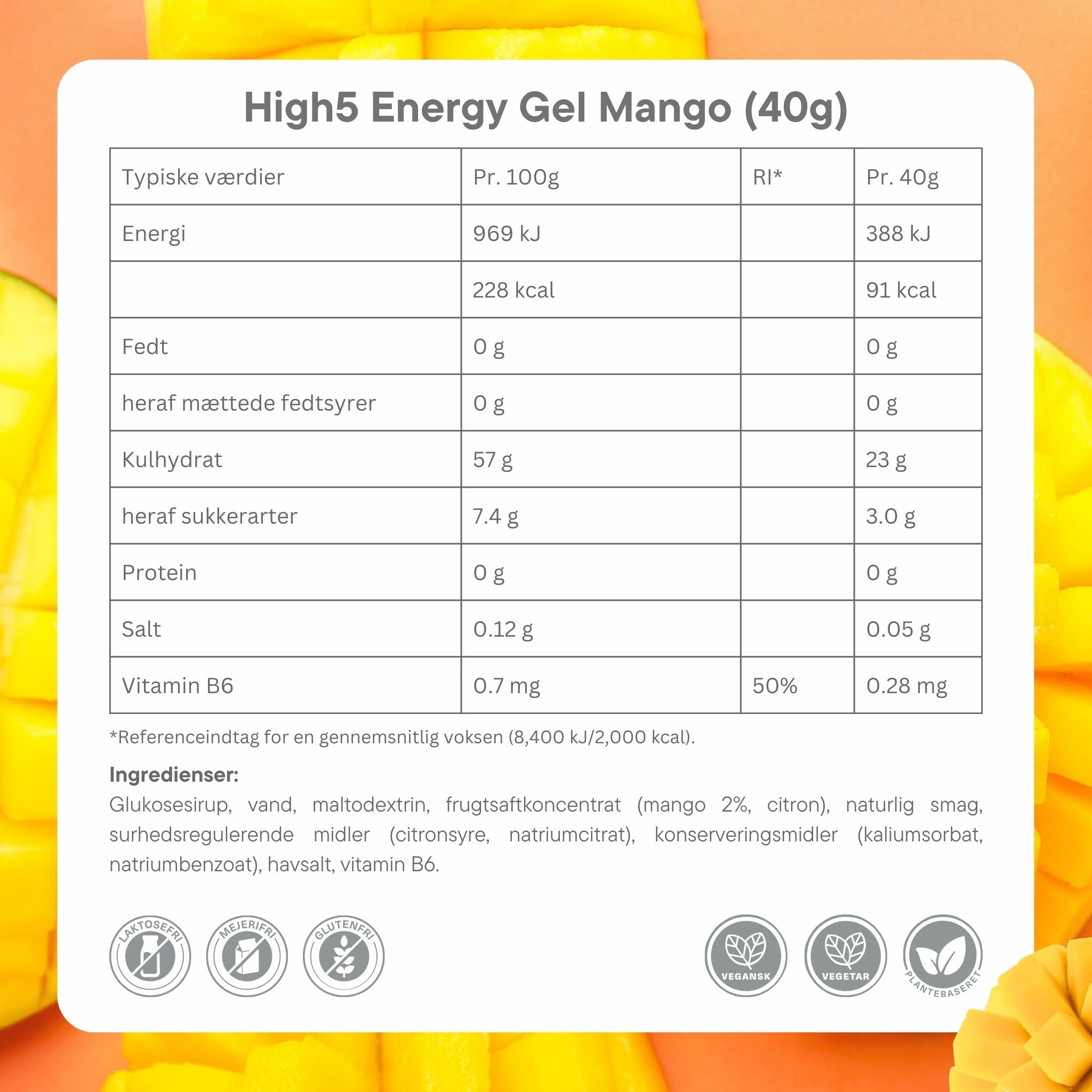 High5 Energy Gel Mango 40 gx 20 st.