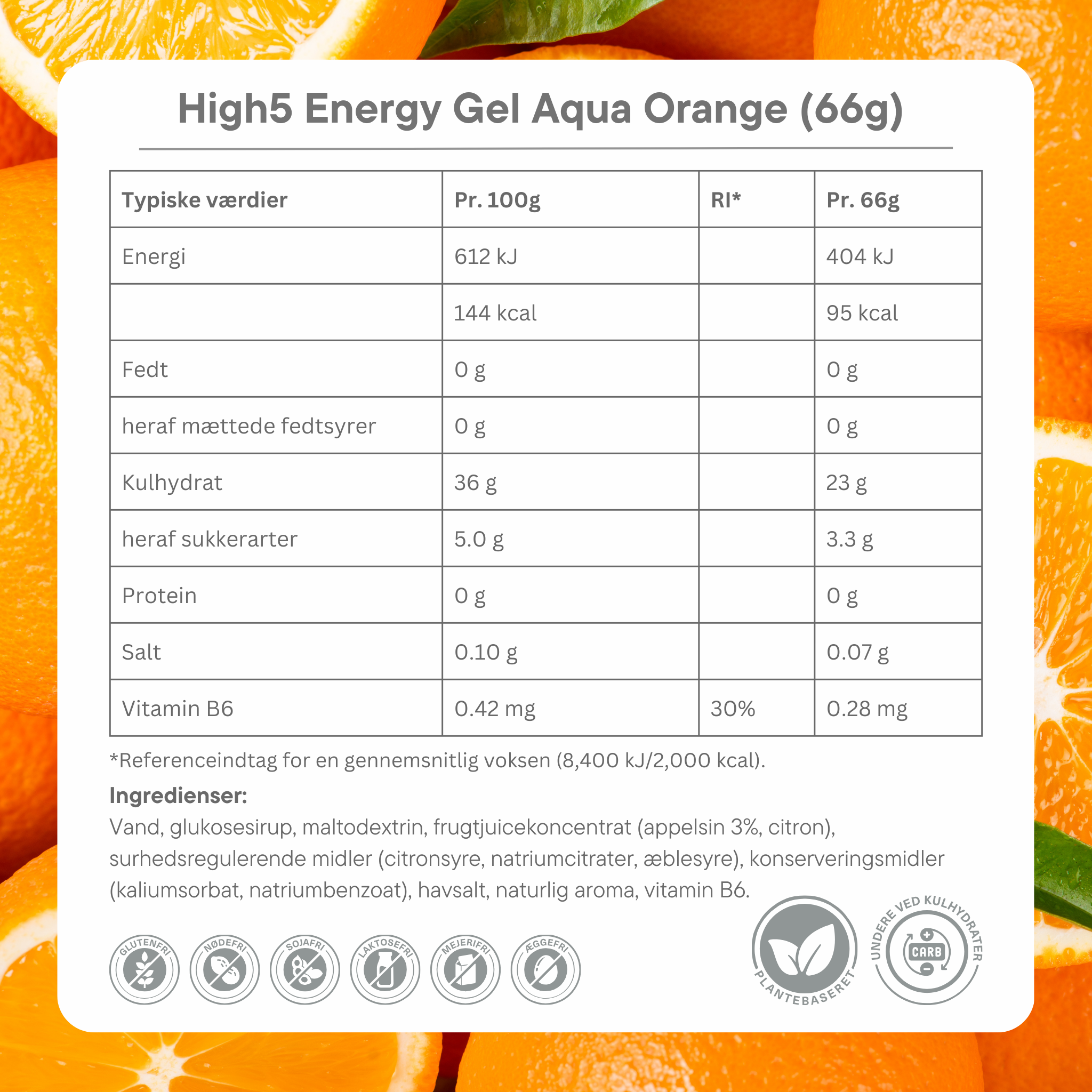High5 Energigel Aqua Orange 66 g x 20 stk. Datovare