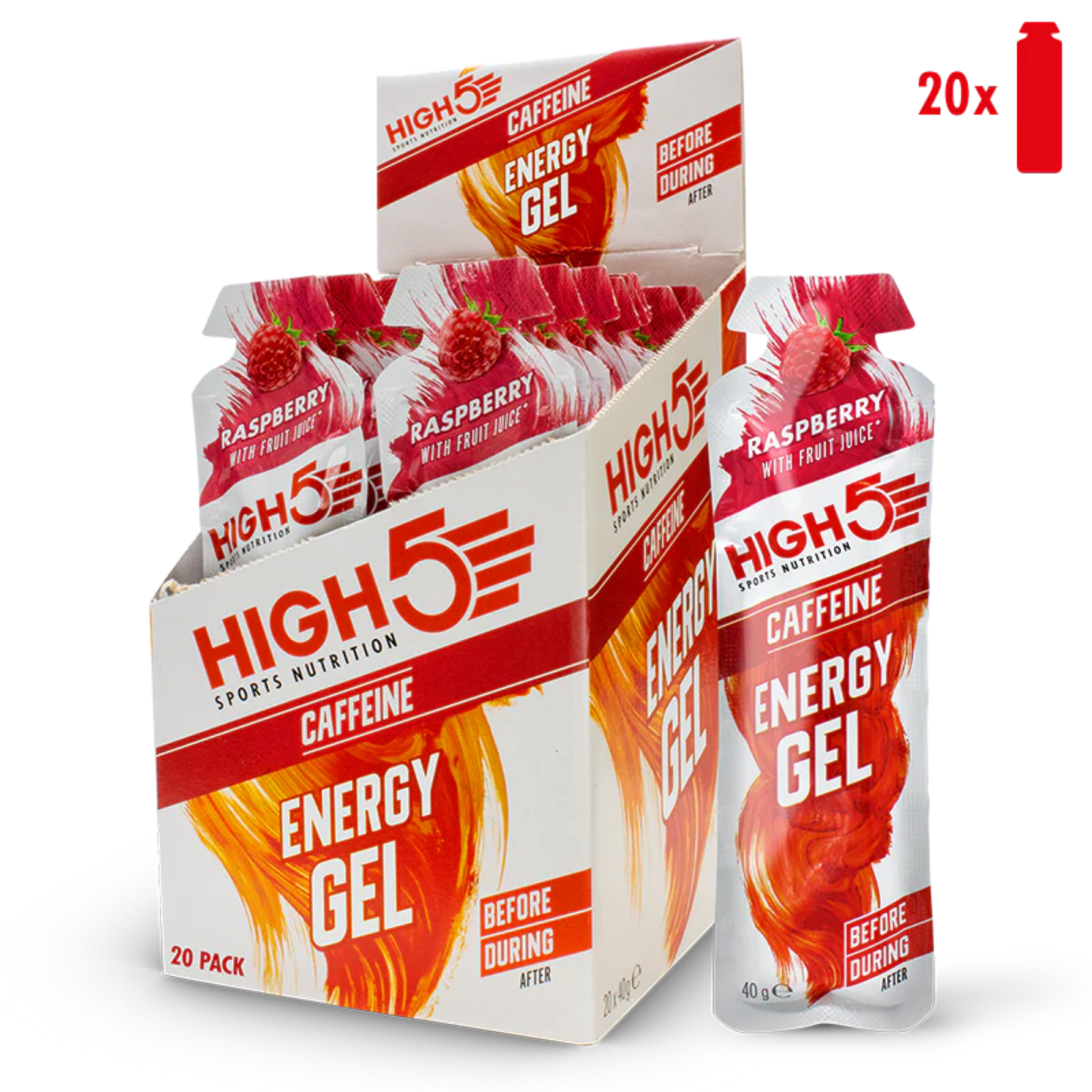 High5 Energy Gel Koffein Hallon (20x40g)