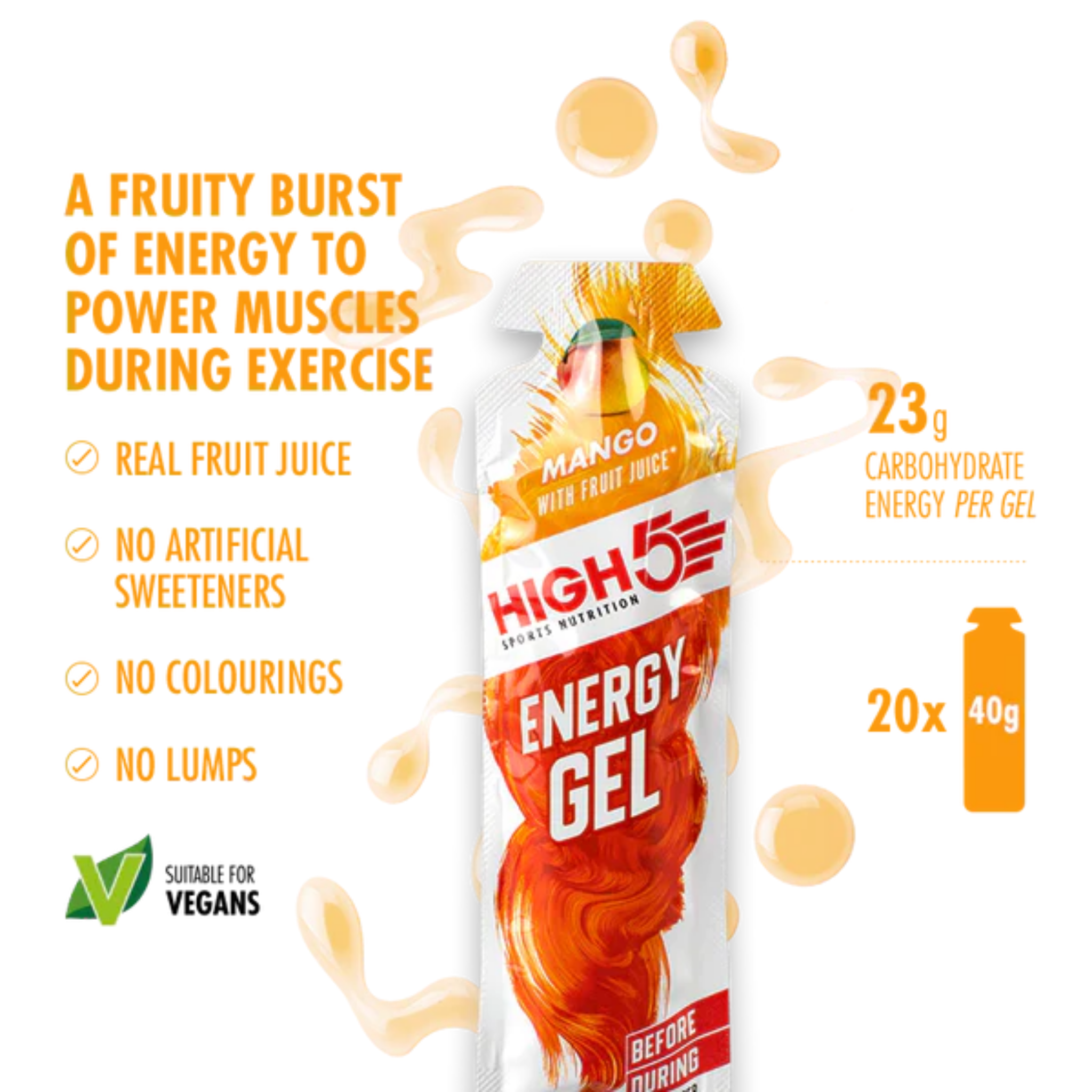 High5 Energy Gel Mango 40 gx 20 st.