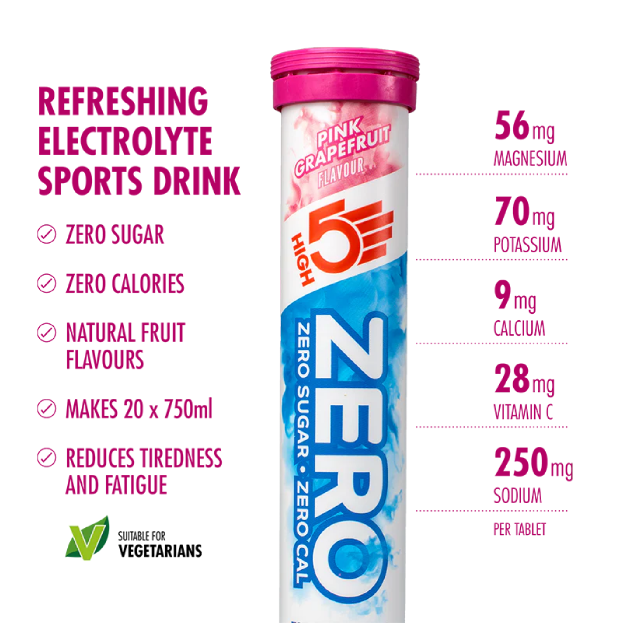High5 Electrolyte tabs ZERO Pink Grapefruit (8x20 tabs)