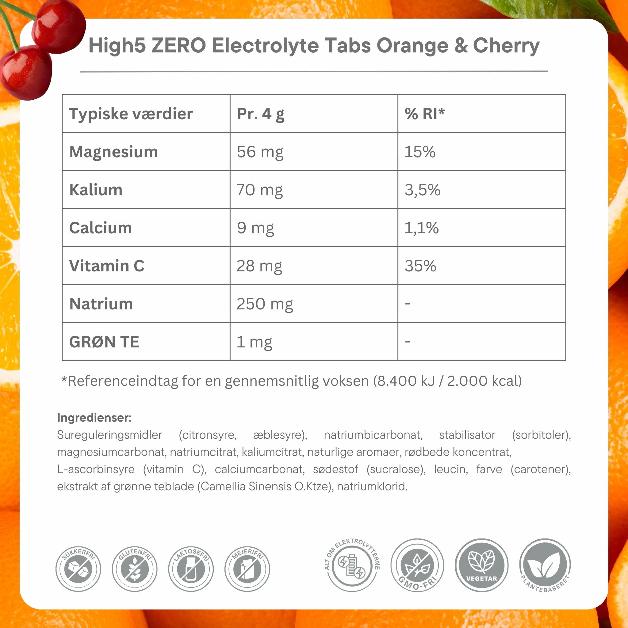 High5 ZERO Electrolyte tabs Orange &amp; Cherry (8x20 tabs)