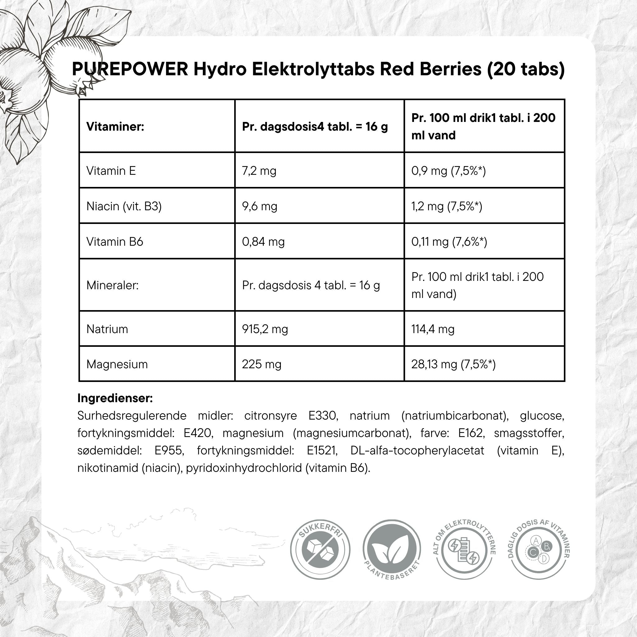 PurePower Electrolyte Tabs Red Berries (20 tabs)