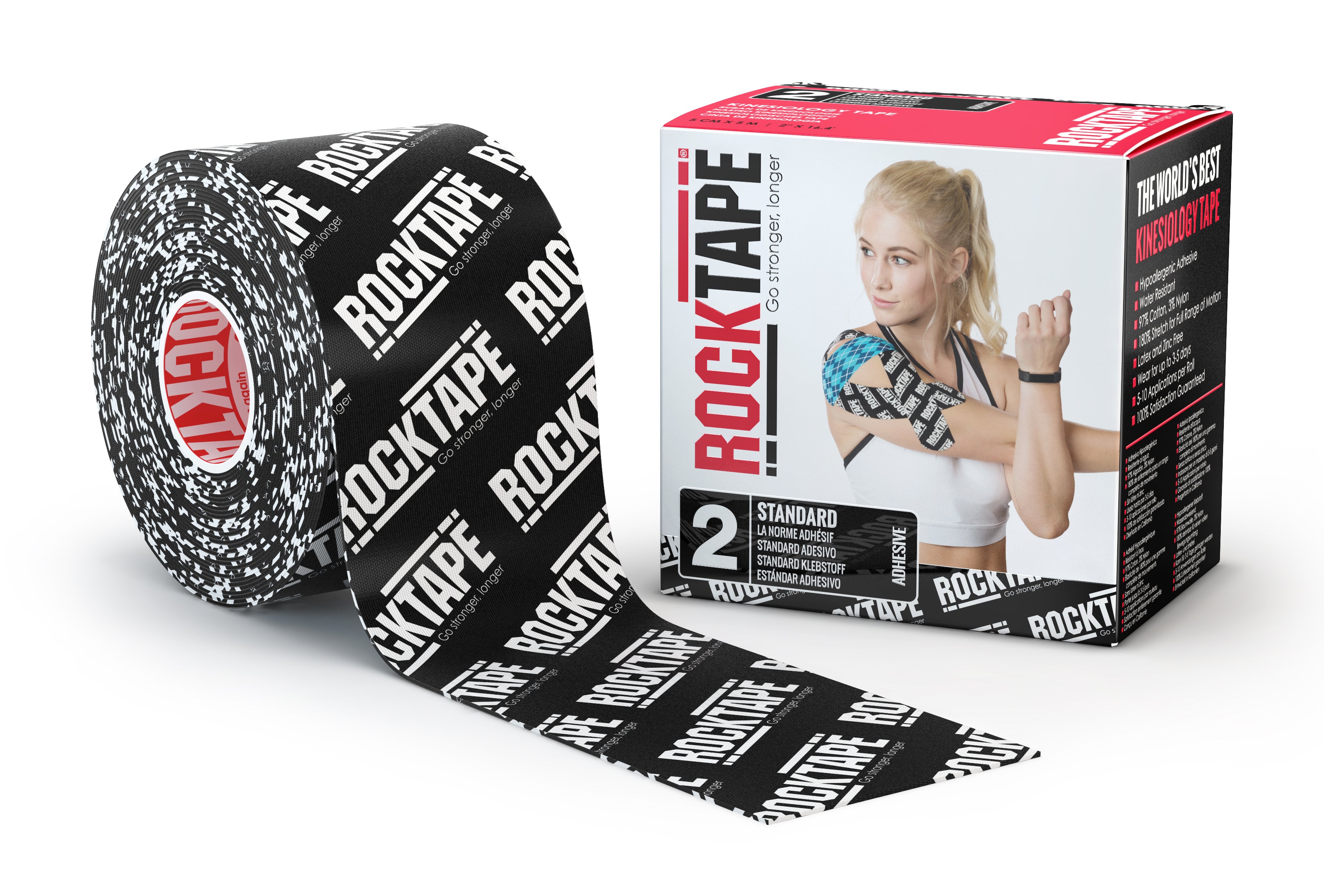 RockTape Kinesiologitejp 5cm x 5m Logotyp Svart