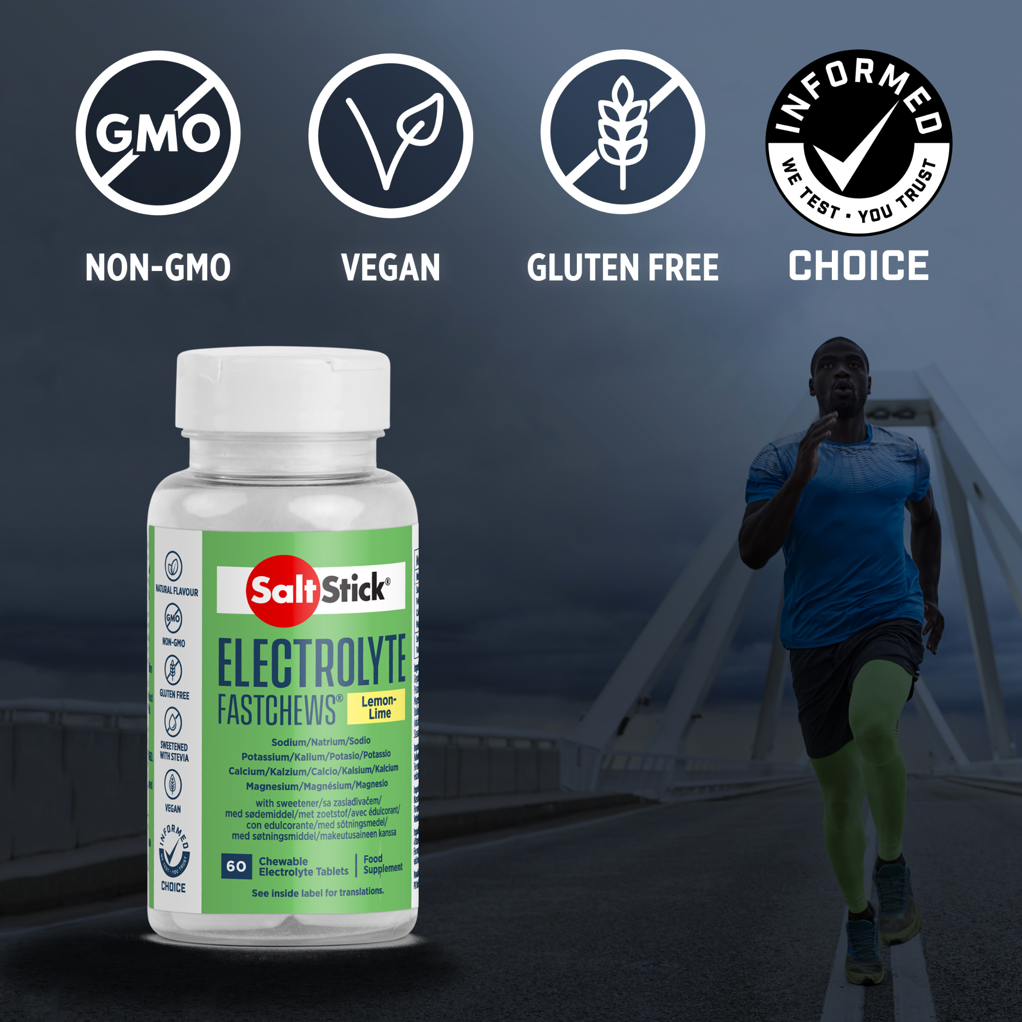 SaltStick Electrolyte Fastchews Lemon-Lime (60 tuggar)