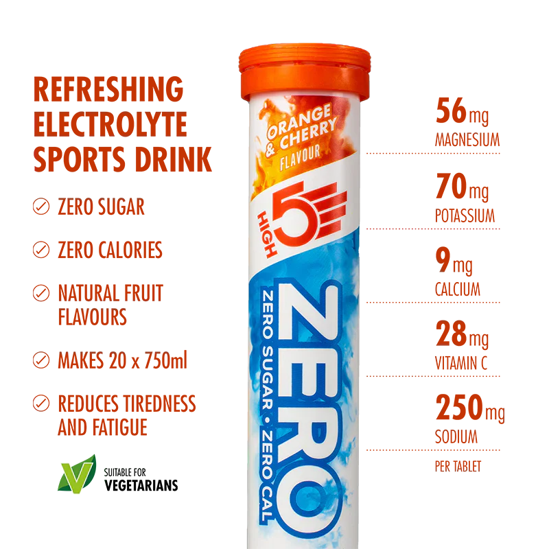 High5 ZERO Electrolyte tabs Orange &amp; Cherry (8x20 tabs)