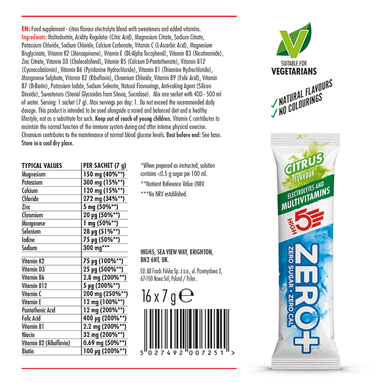 High5 Electrolyte tabs ZERO Citrus (8x20 tabs)
