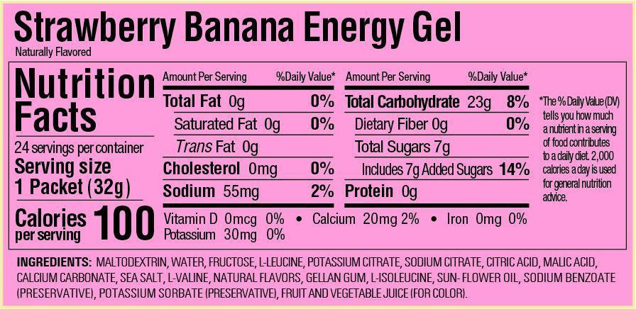GU Energy energy gel Strawberry Banana | Energigel utan koffein