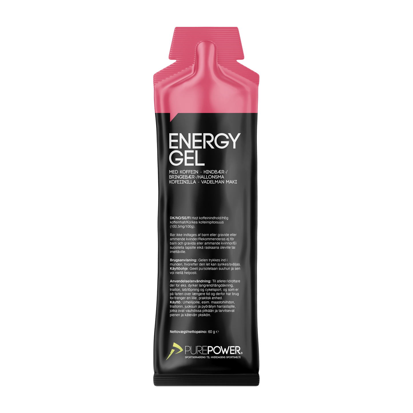PurePower Energigel hindbær koffein